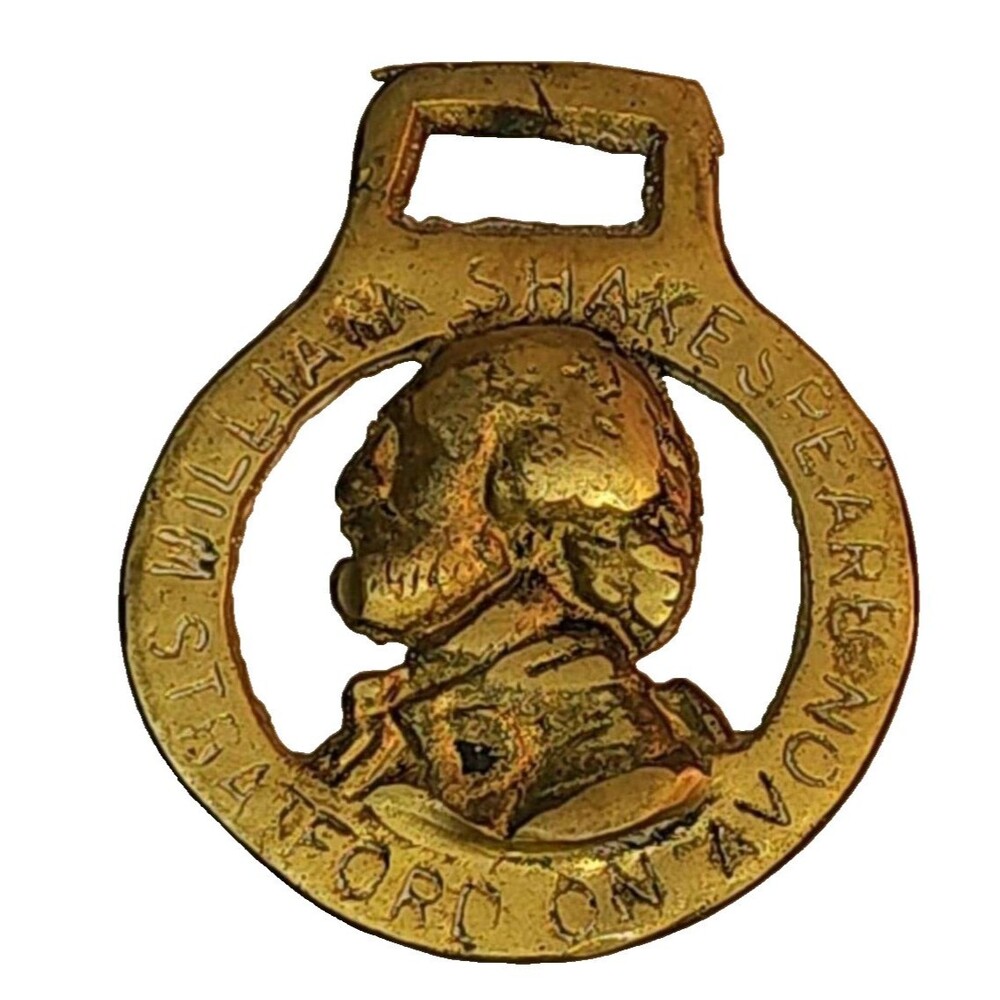 Vintage Brass William Shakespeare Horse Medallion Bar and Home Decor Collectible